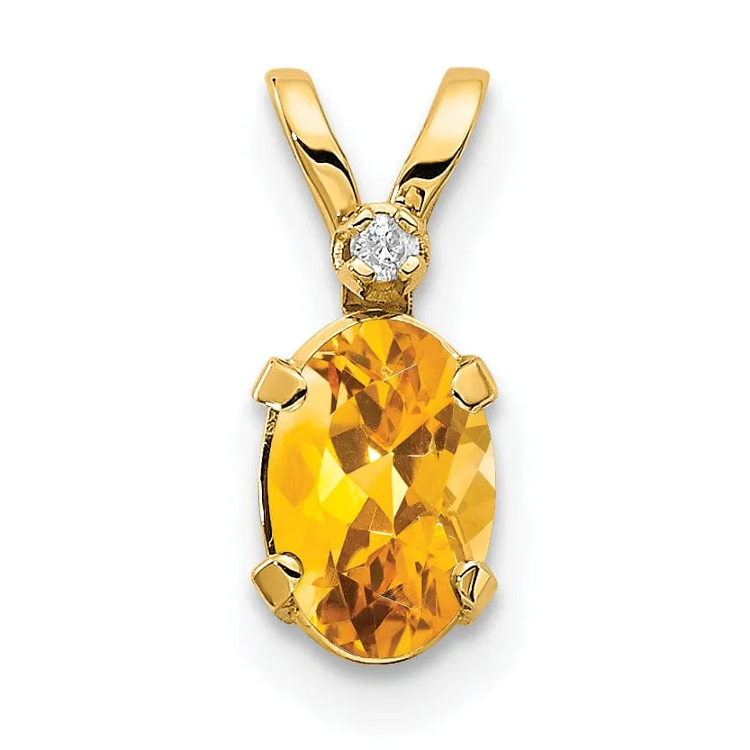 14k Yellow Gold Citrine Birthstone Pendant