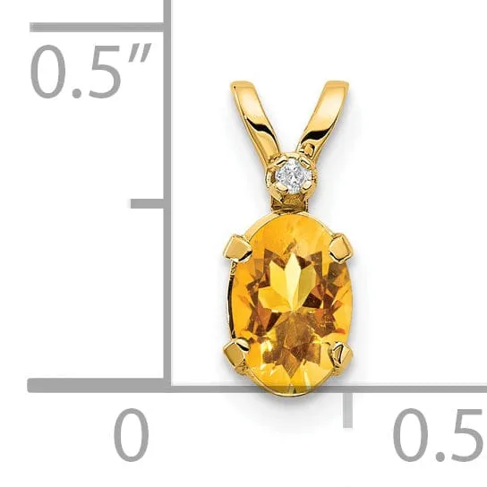 14k Yellow Gold Citrine Birthstone Pendant