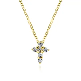 14K Yellow Gold Diamond Cross Pendant Necklace - NK1370Y45JJ