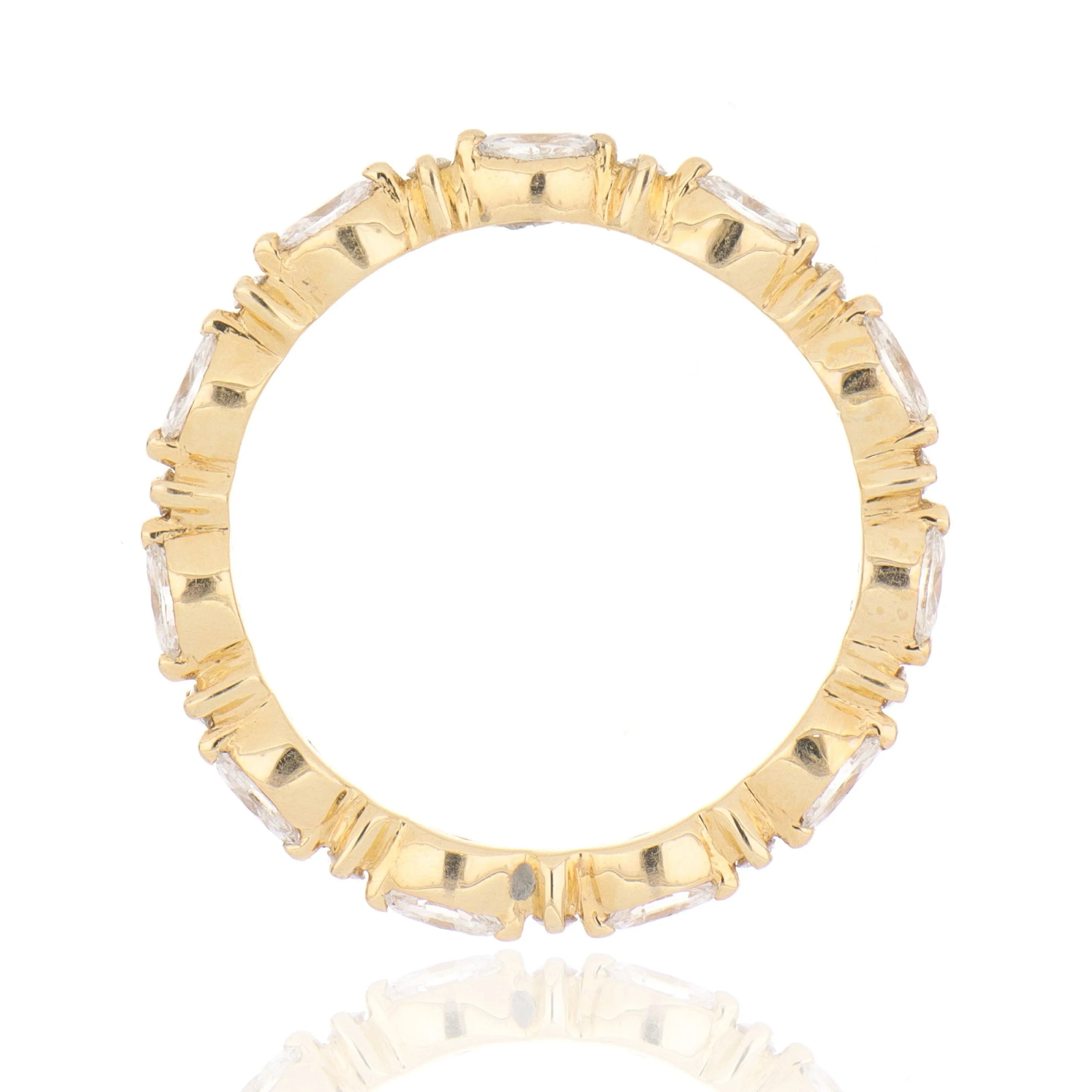 14k Yellow Gold Marquise and Round Diamond Wedding Band