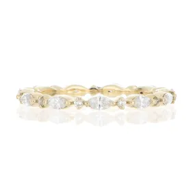 14k Yellow Gold Marquise and Round Diamond Wedding Band
