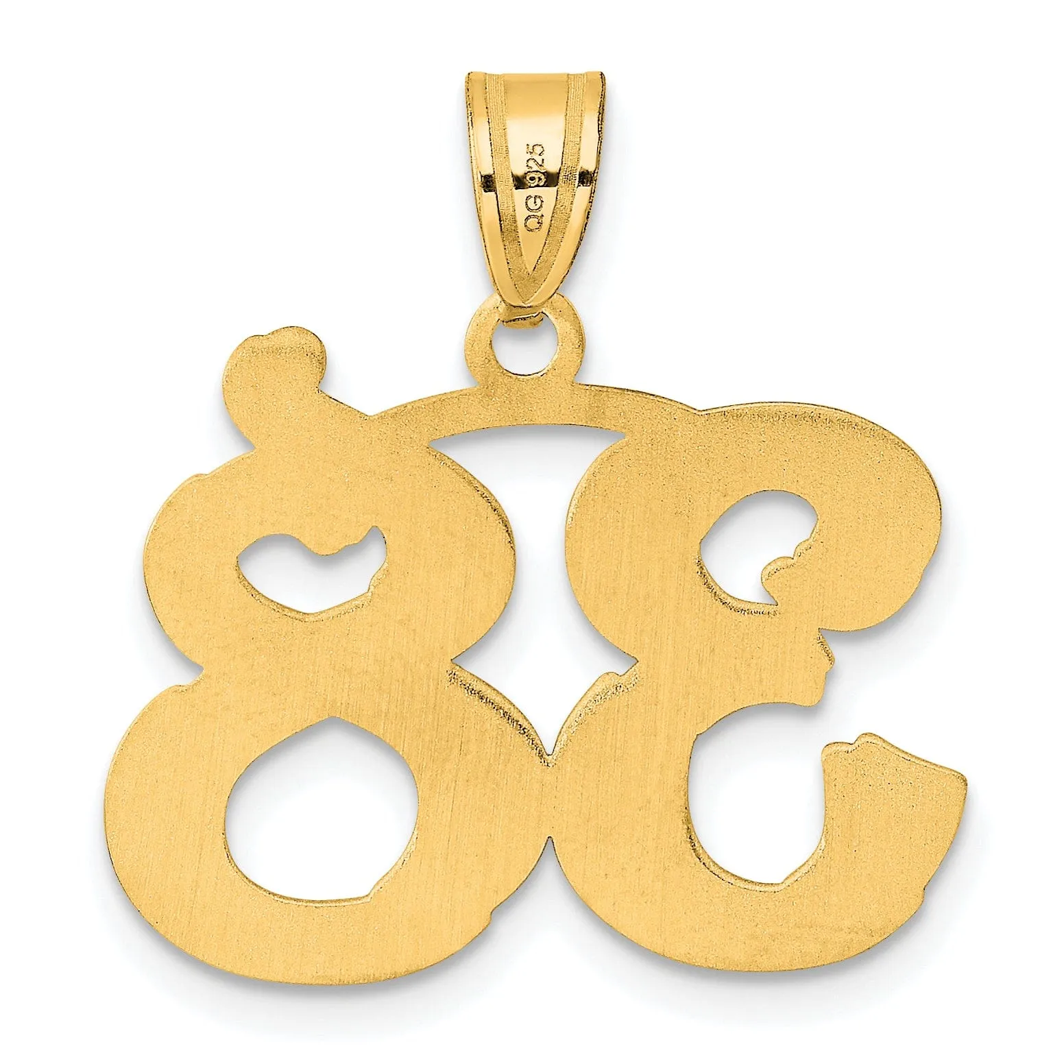 14k Yellow Gold Polished Etched Finish Number 38 Charm Pendant