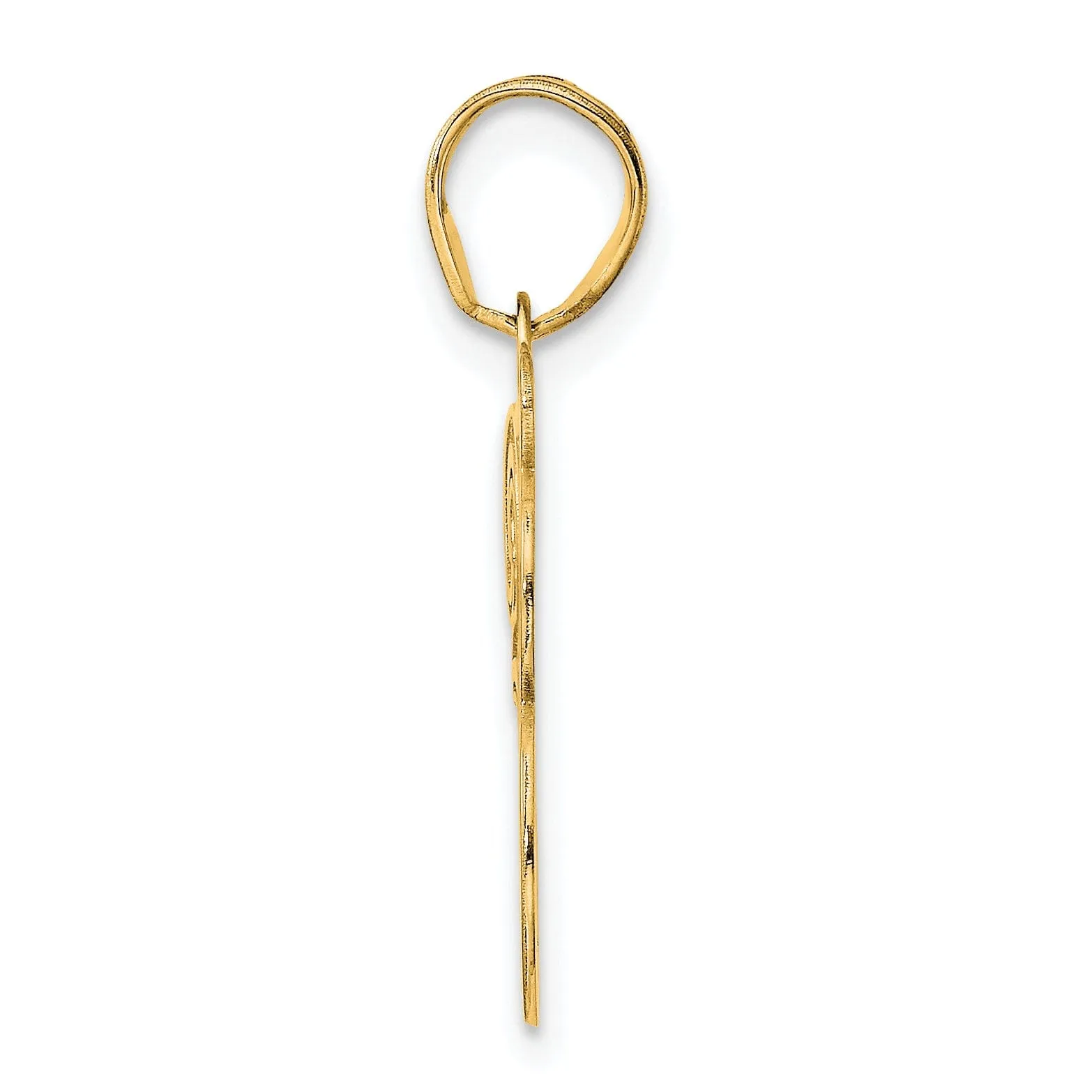 14k Yellow Gold Polished Etched Finish Number 38 Charm Pendant