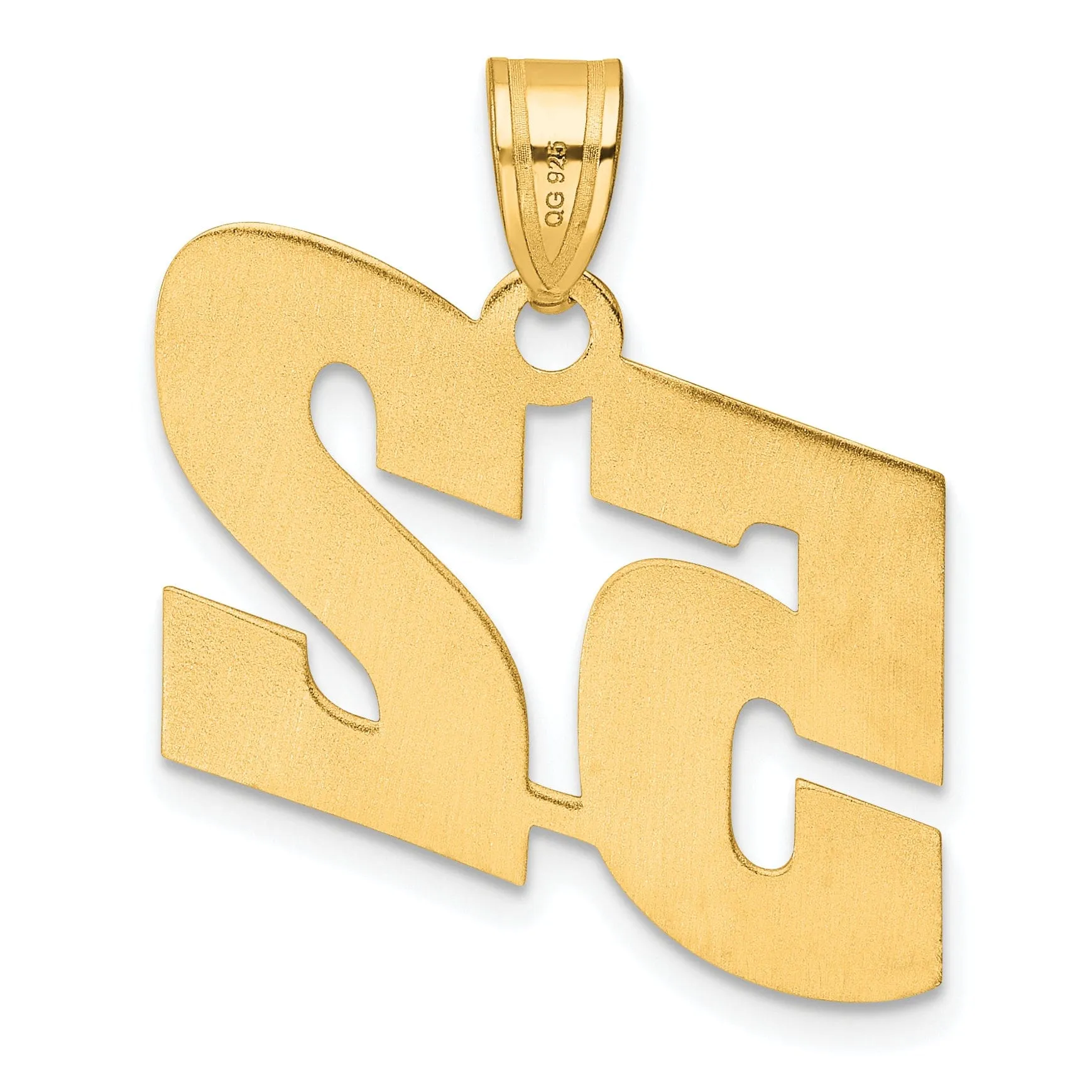 14k Yellow Gold Polished Finish Block Script Design Number 52 Charm Pendant