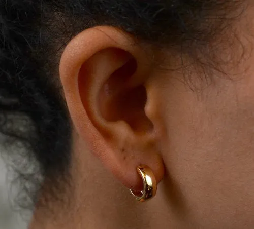 14k Yellow or Rose Gold Hinged Huggie Hoop Earrings (5mm), 1/2 inch (13mm)