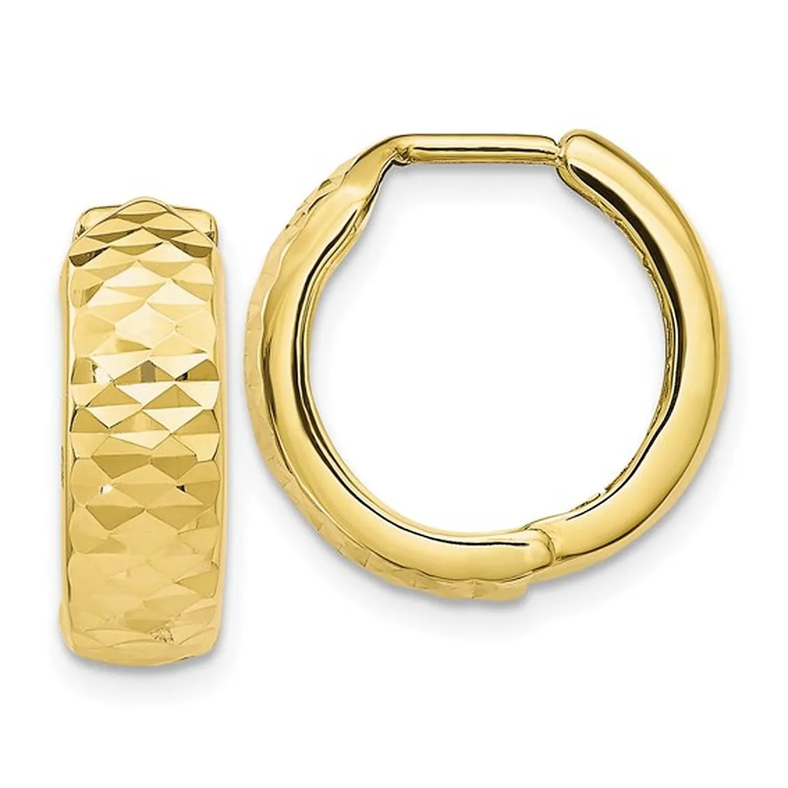 14k Yellow or Rose Gold Hinged Huggie Hoop Earrings (5mm), 1/2 inch (13mm)