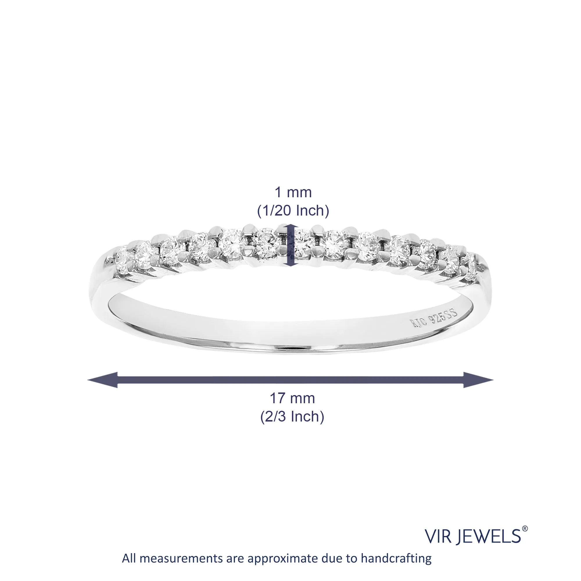 1/6 cttw Lab Grown Diamond Prong Wedding Band in Sterling Silver