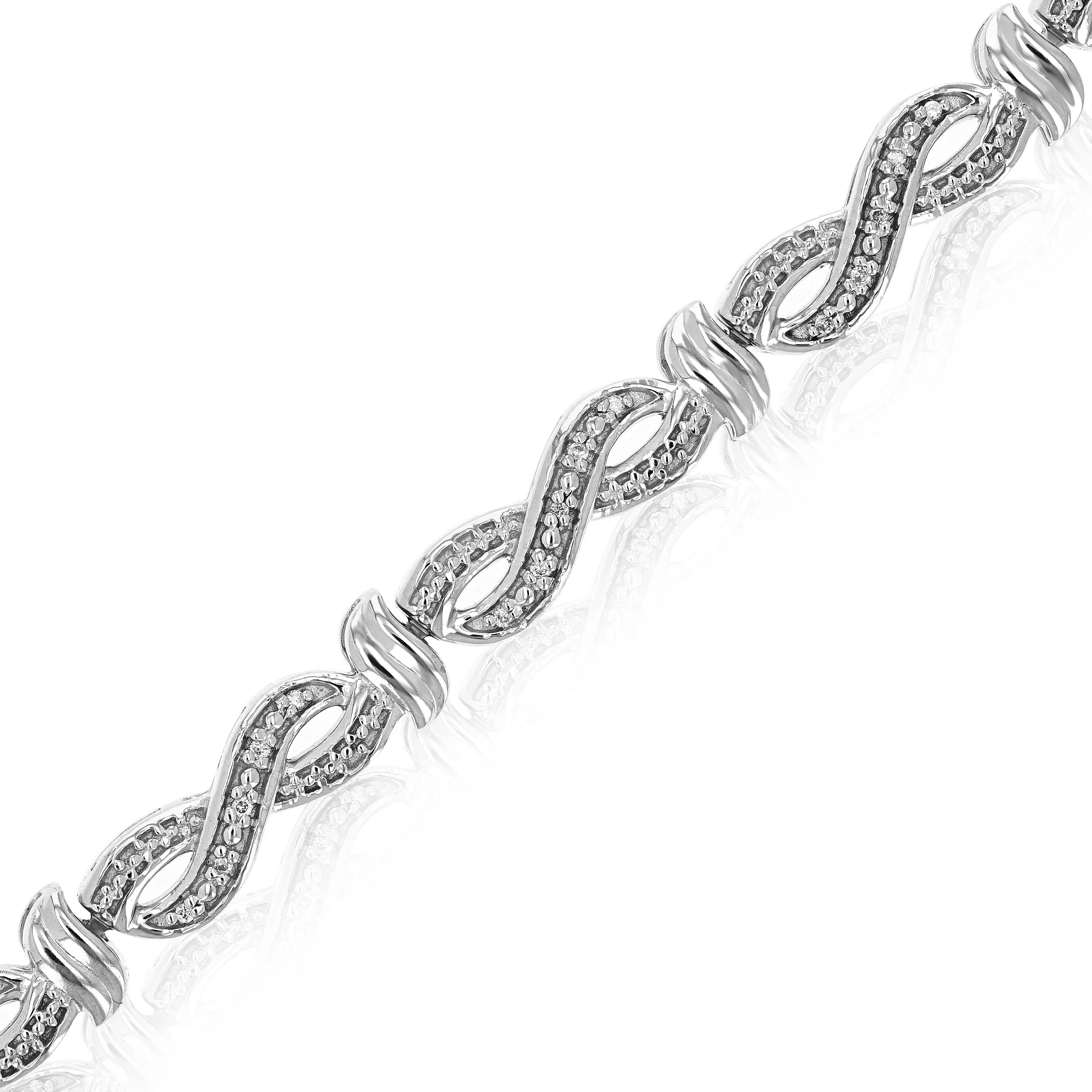 1/8 cttw Lab Grown Diamond Infinity Chain Tennis Bracelet in Silver