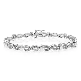 1/8 cttw Lab Grown Diamond Infinity Chain Tennis Bracelet in Silver