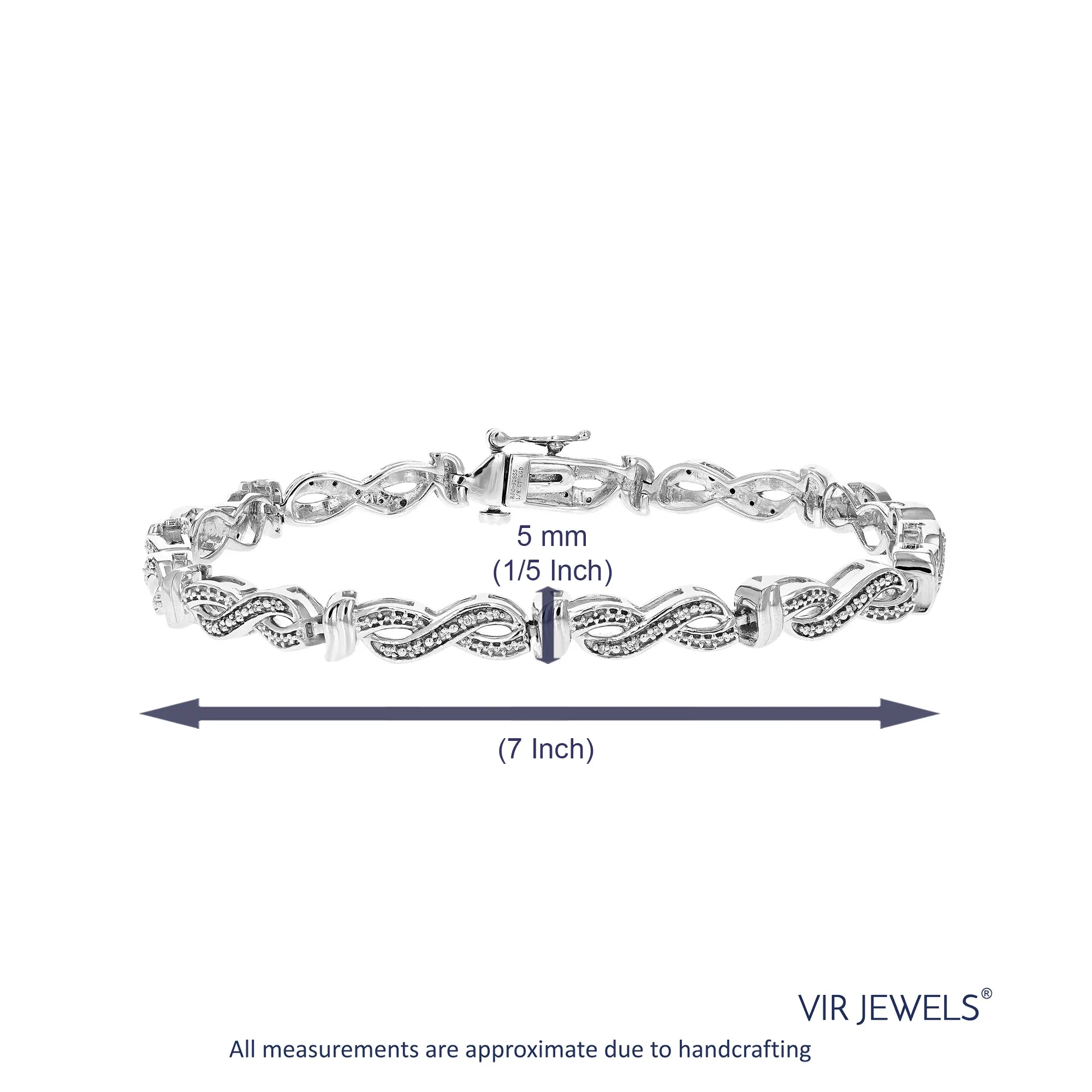 1/8 cttw Lab Grown Diamond Infinity Chain Tennis Bracelet in Silver