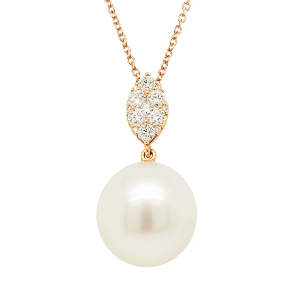 18ct Rose Gold South Sea Pearl & Diamond Pendant