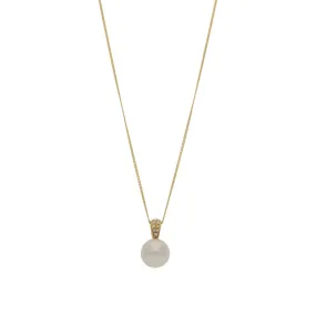 18ct Yellow Gold Diamond Loop with Pearl Pendant