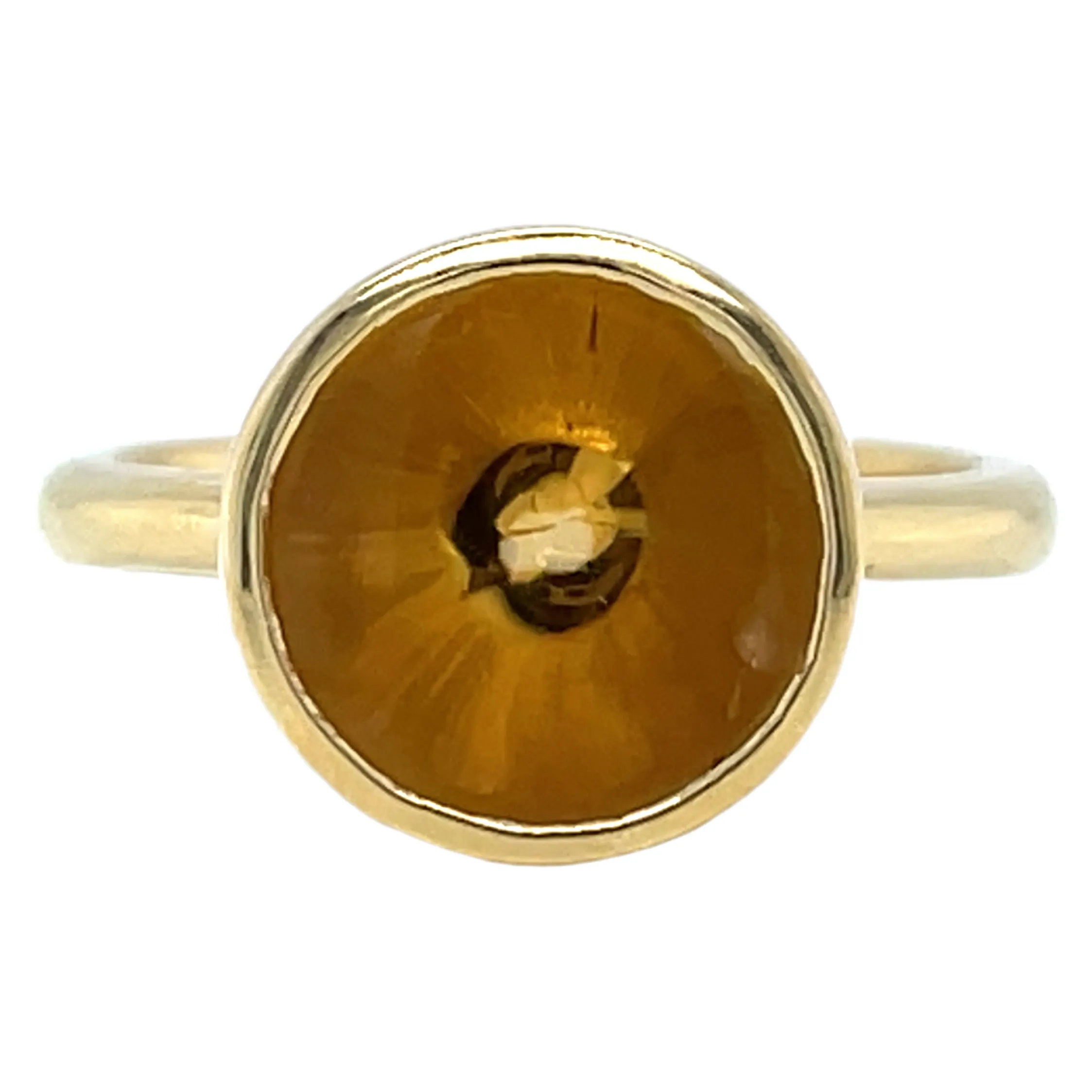 18ct Yellow Gold Earth Grown 3.70ct Round Citrine Ring