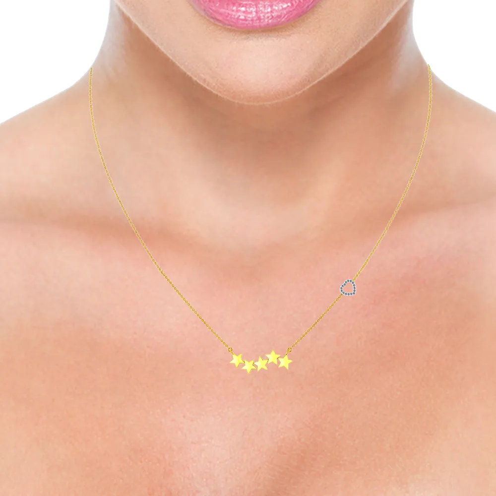 18k Diamond Gold Pendant With The Design Of 5 Stars