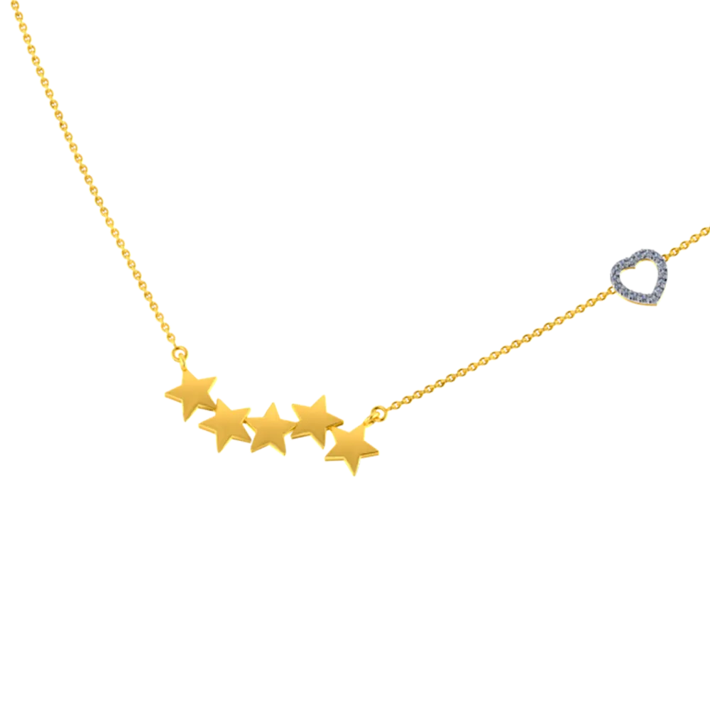 18k Diamond Gold Pendant With The Design Of 5 Stars