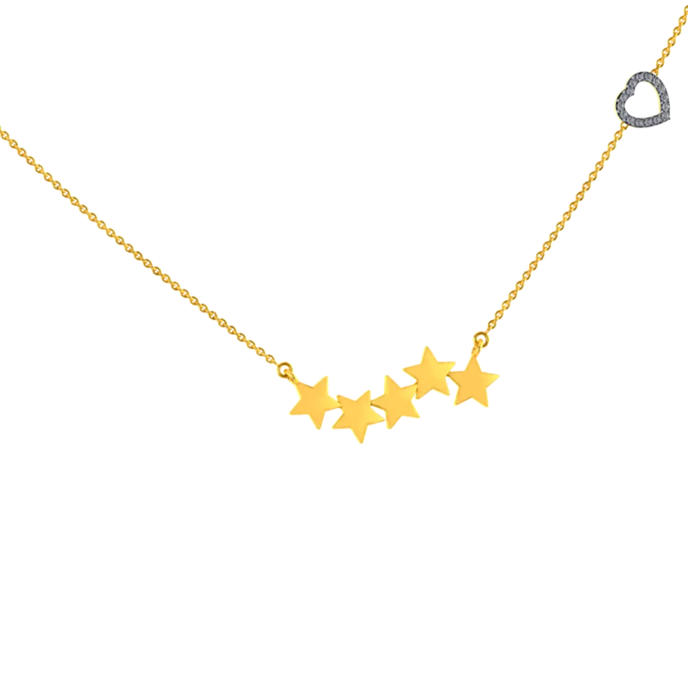 18k Diamond Gold Pendant With The Design Of 5 Stars