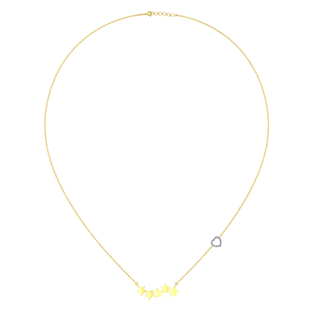 18k Diamond Gold Pendant With The Design Of 5 Stars