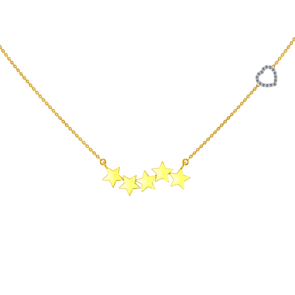 18k Diamond Gold Pendant With The Design Of 5 Stars