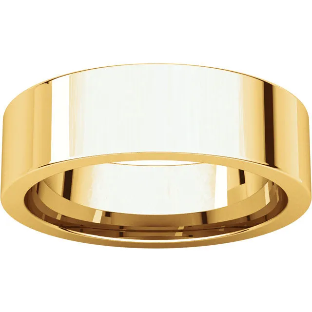18K Gold 6mm Flat Shape Light Comfort Fit Band