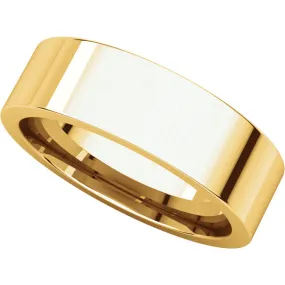 18K Gold 6mm Flat Shape Light Comfort Fit Band
