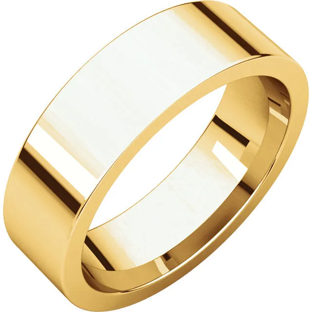 18K Gold 6mm Flat Shape Light Comfort Fit Band