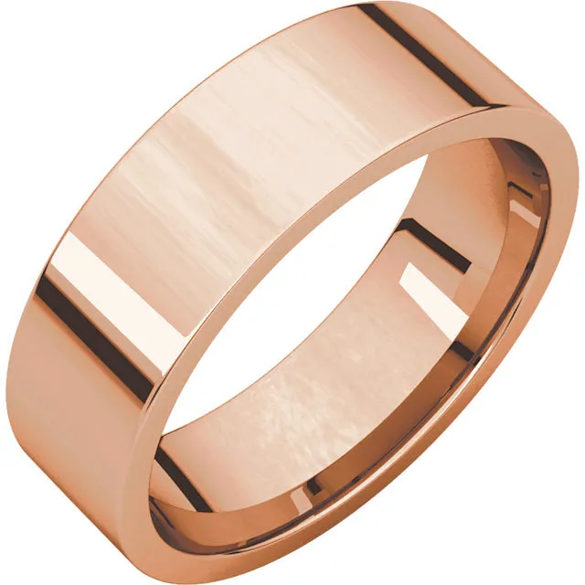 18K Gold 6mm Flat Shape Light Comfort Fit Band