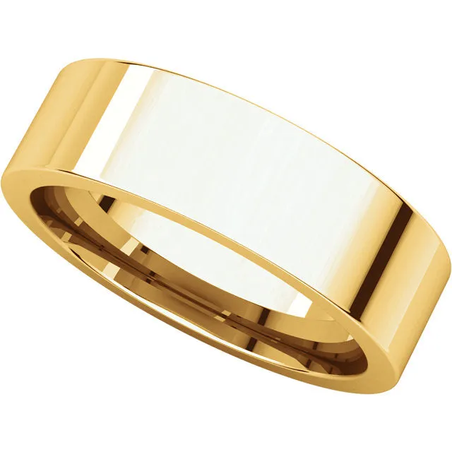 18K Gold 6mm Flat Shape Light Comfort Fit Band