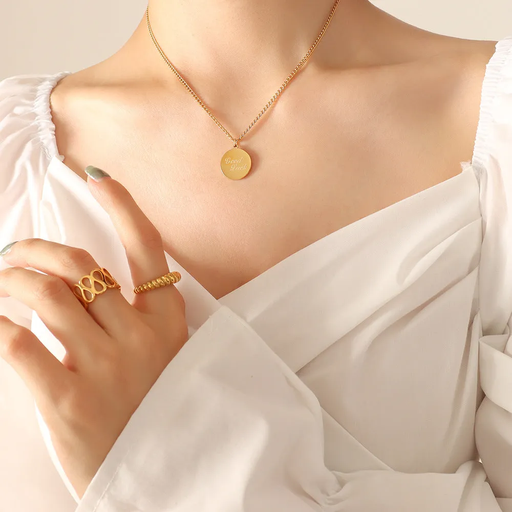 18K Gold Plated Double-Layer Letter Pendant Necklace with Detachable Chain - Women's Jewelry