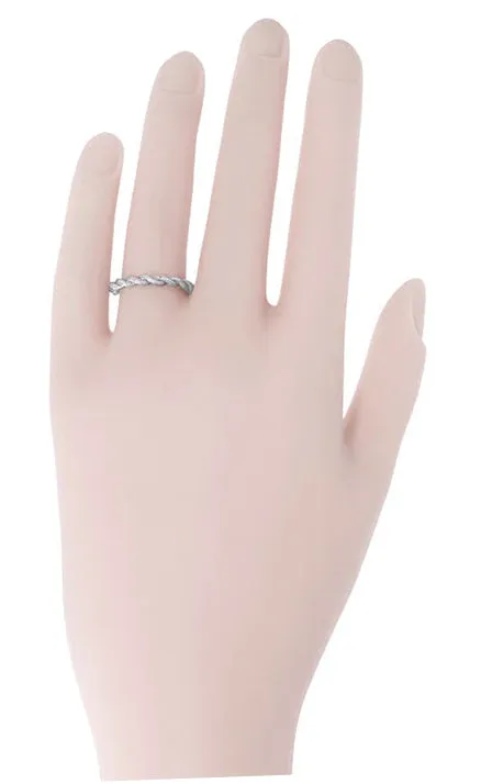 1970's Vintage Inspired Platinum Twisted Rope Wedding Band - 2.8mm Wide
