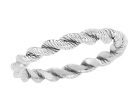 1970's Vintage Inspired Platinum Twisted Rope Wedding Band - 2.8mm Wide