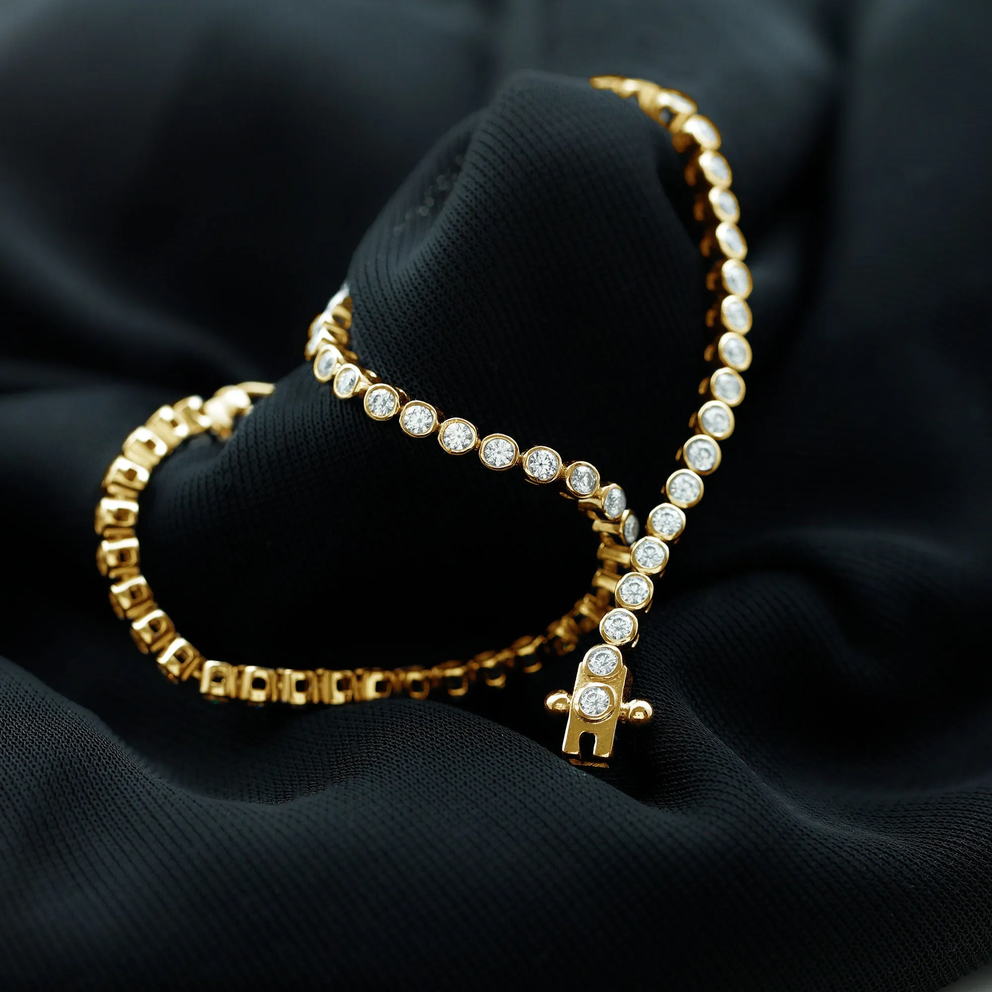 2.25 CT Bezel Set Cubic Zirconia Tennis Bracelet in Gold