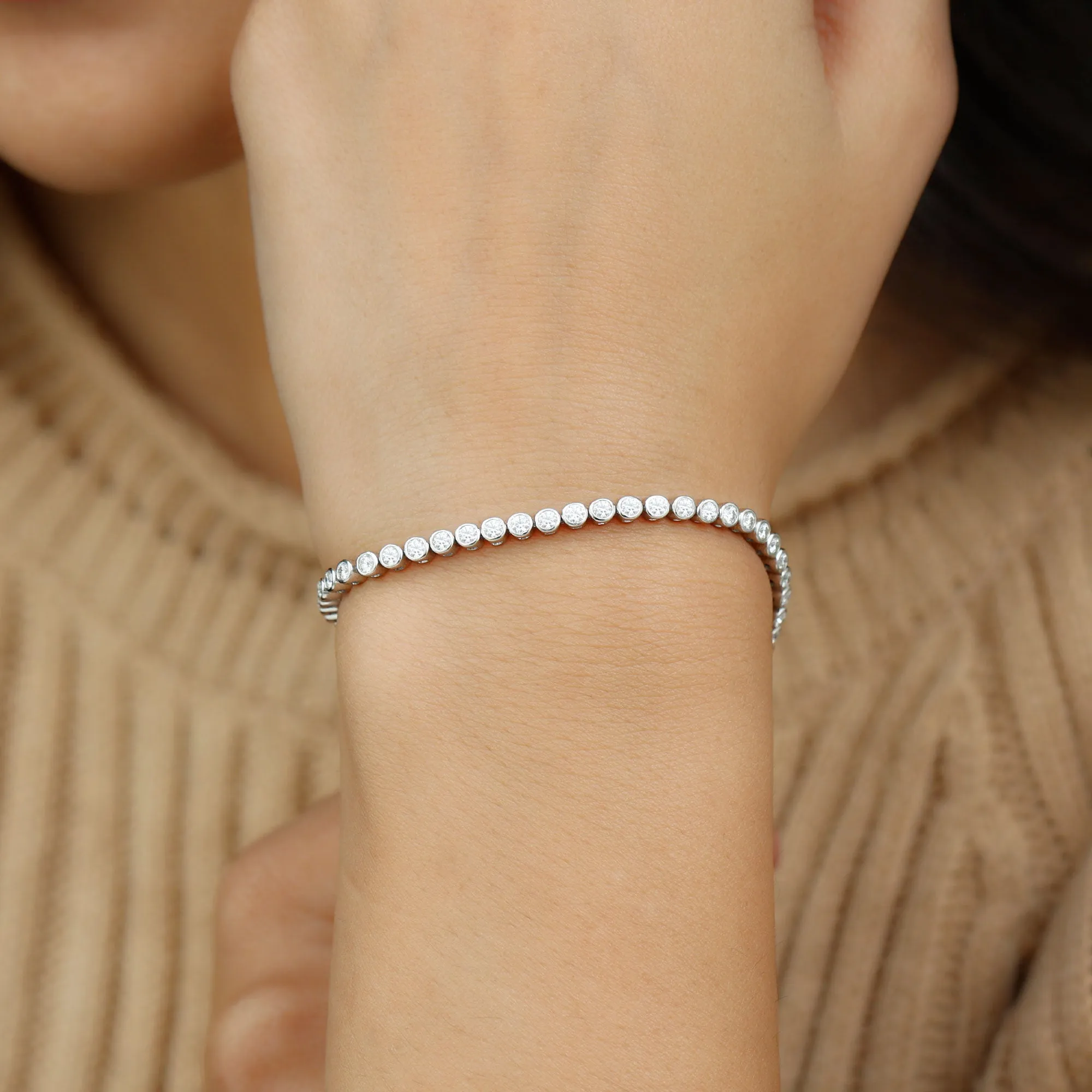 2.25 CT Bezel Set Cubic Zirconia Tennis Bracelet in Gold