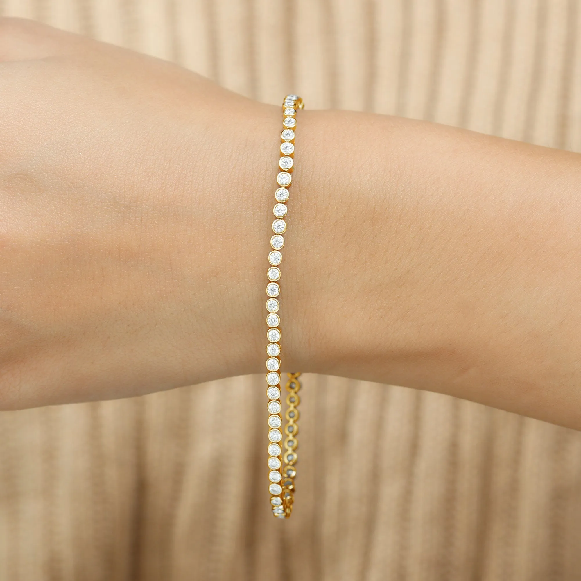2.25 CT Bezel Set Cubic Zirconia Tennis Bracelet in Gold