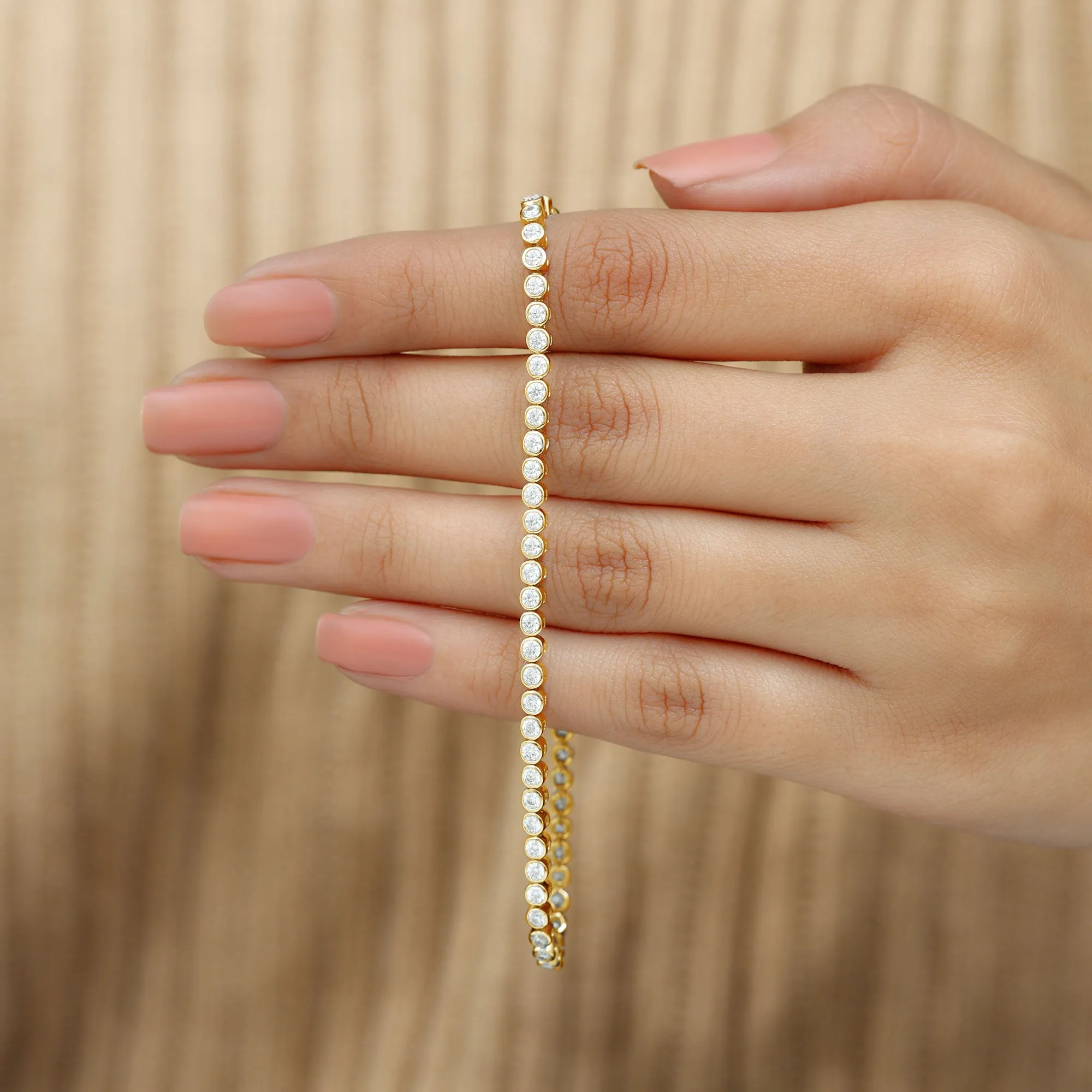 2.25 CT Bezel Set Cubic Zirconia Tennis Bracelet in Gold