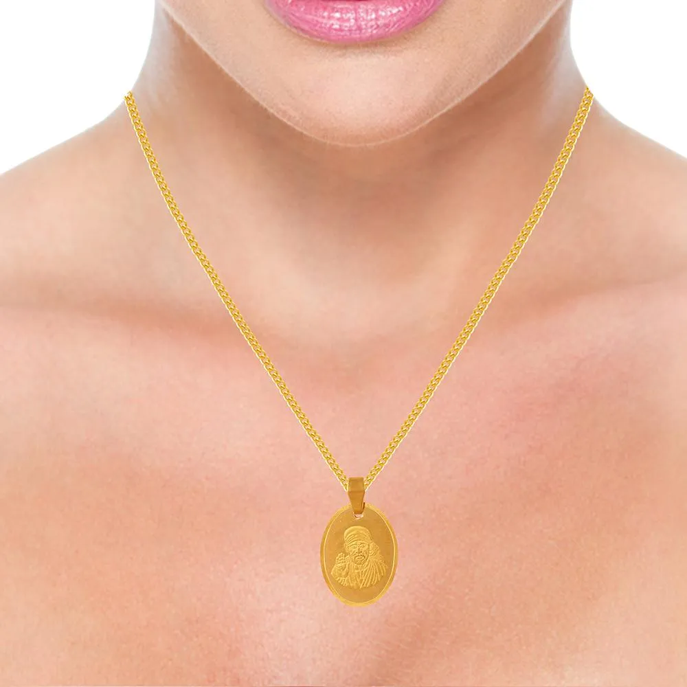 22k Gold Pendant With An Oval Shape And A Sai Baba Imagery Embedded Within