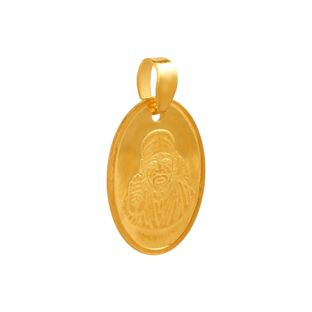 22k Gold Pendant With An Oval Shape And A Sai Baba Imagery Embedded Within