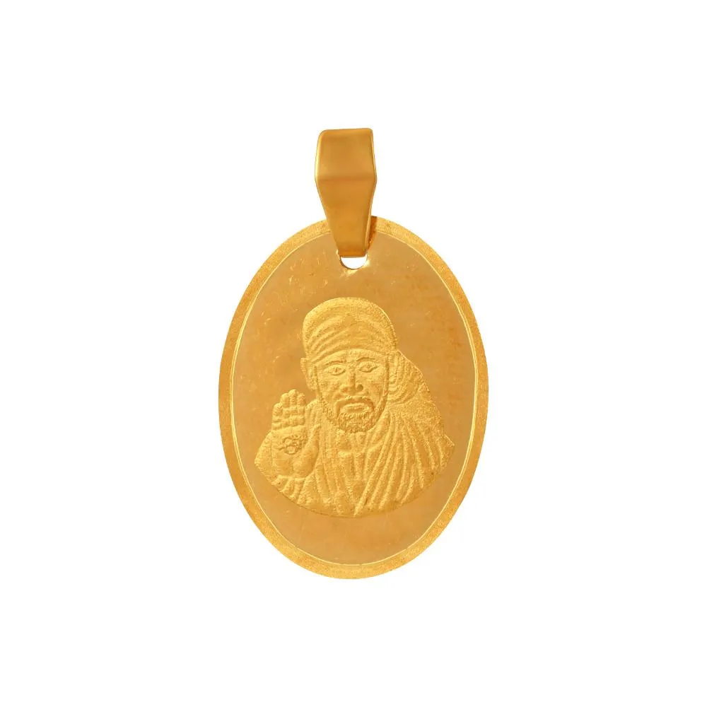 22k Gold Pendant With An Oval Shape And A Sai Baba Imagery Embedded Within