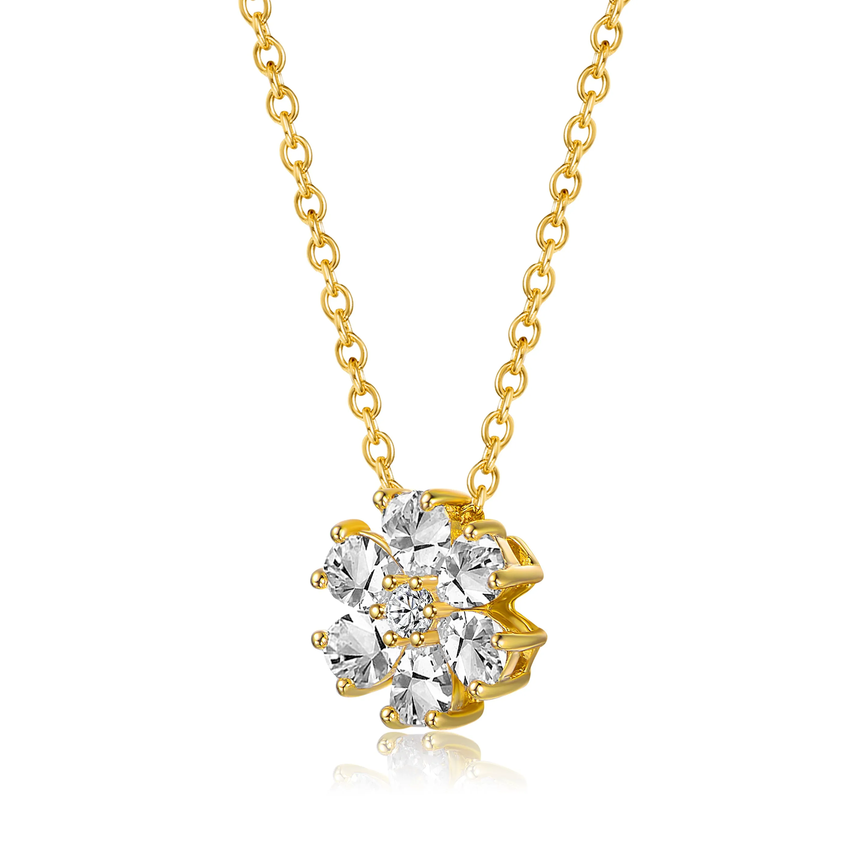 2.84ctw Moissanite Cluster Pendant in Gold-Plated Sterling Silver