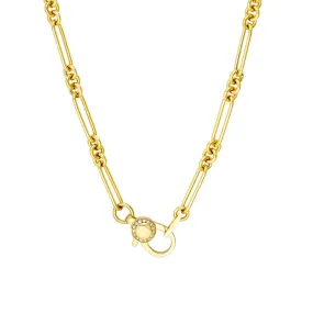 3 1 Hollow Paper Clip Necklace with Diamond Lock