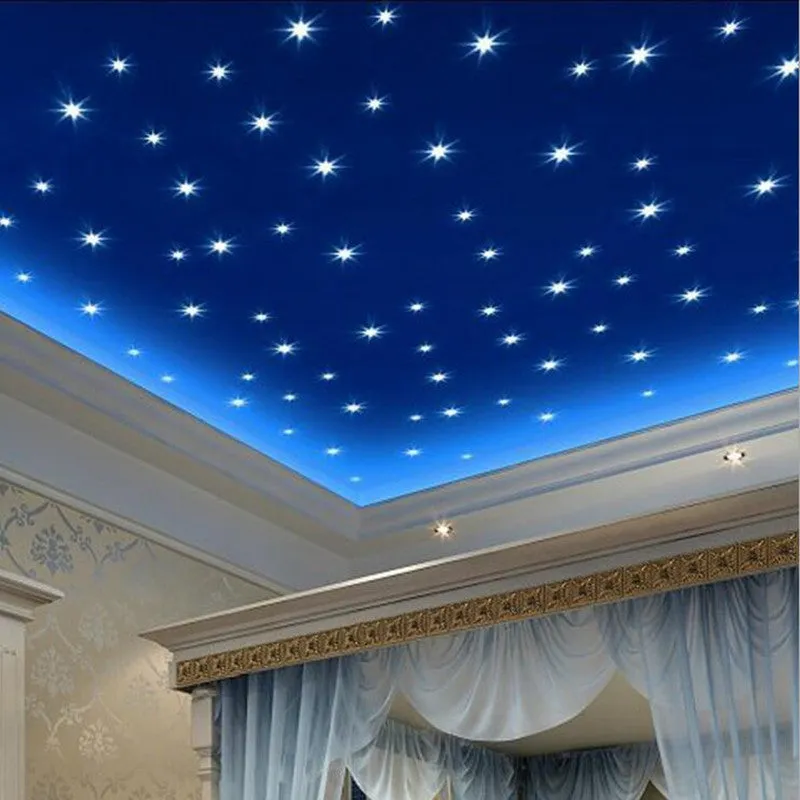 3D Glowing Star Stickers - 100 Pieces
