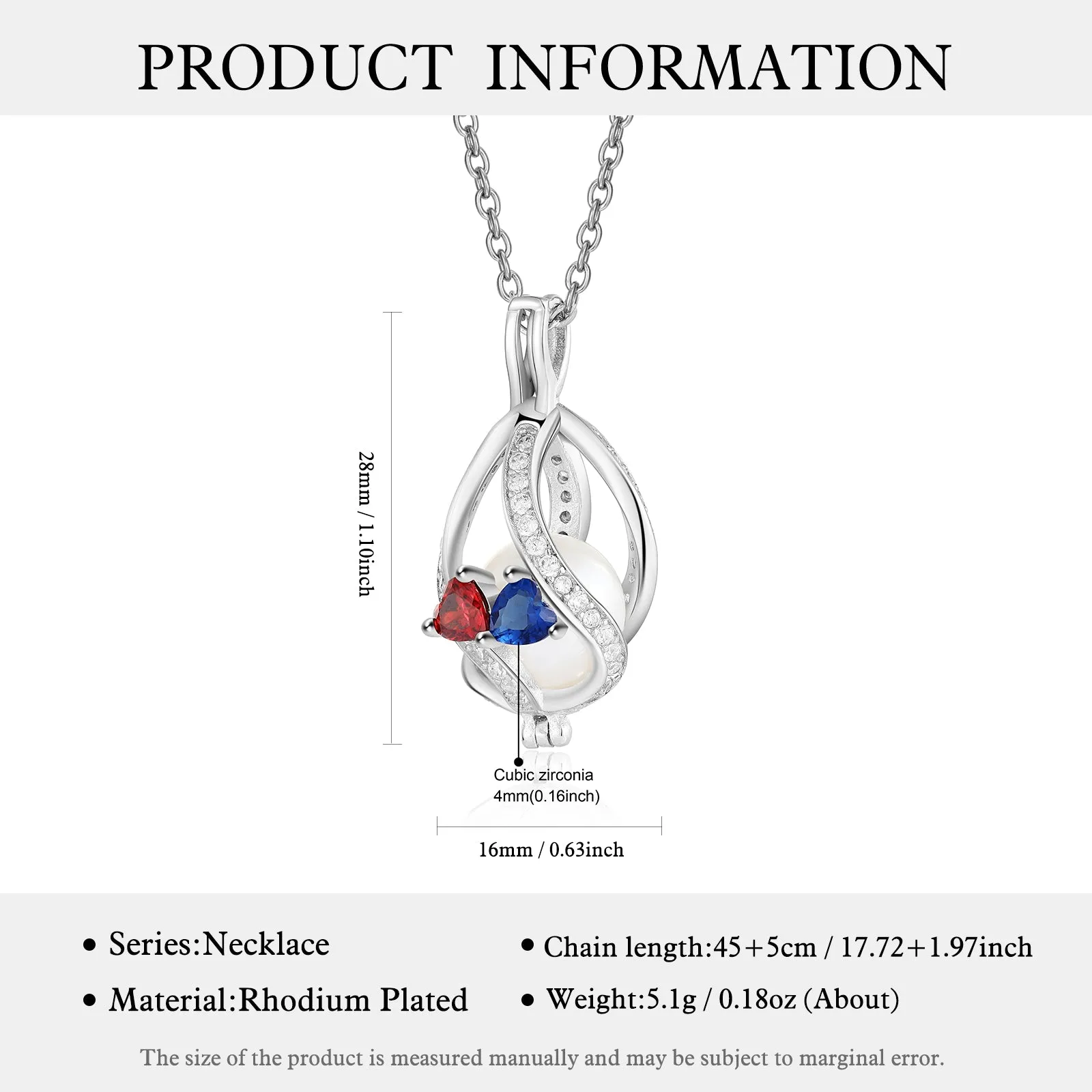 4FunGift® Love's Embrace Women's Pearl Necklace Gift for Girlfriend/Wife