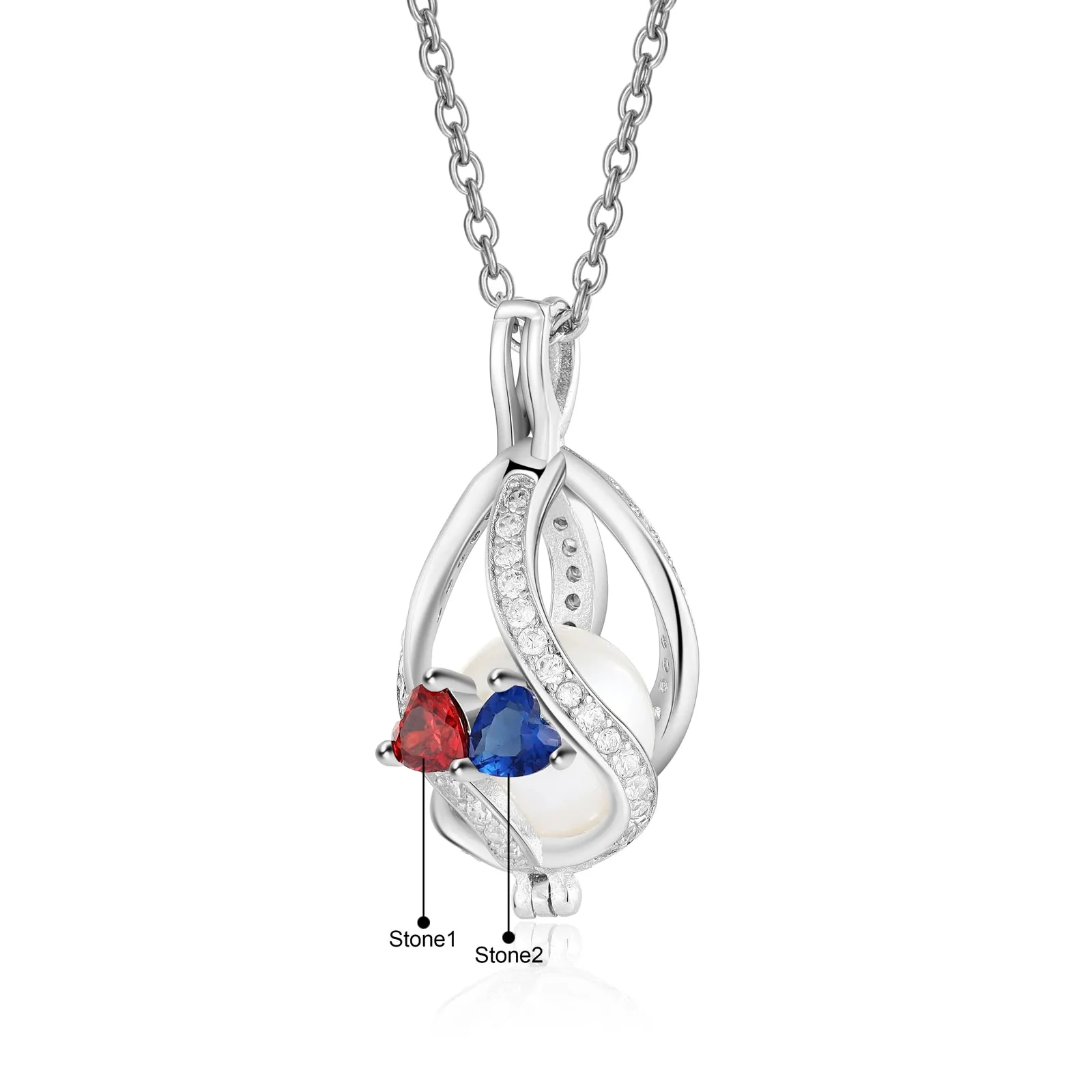 4FunGift® Love's Embrace Women's Pearl Necklace Gift for Girlfriend/Wife