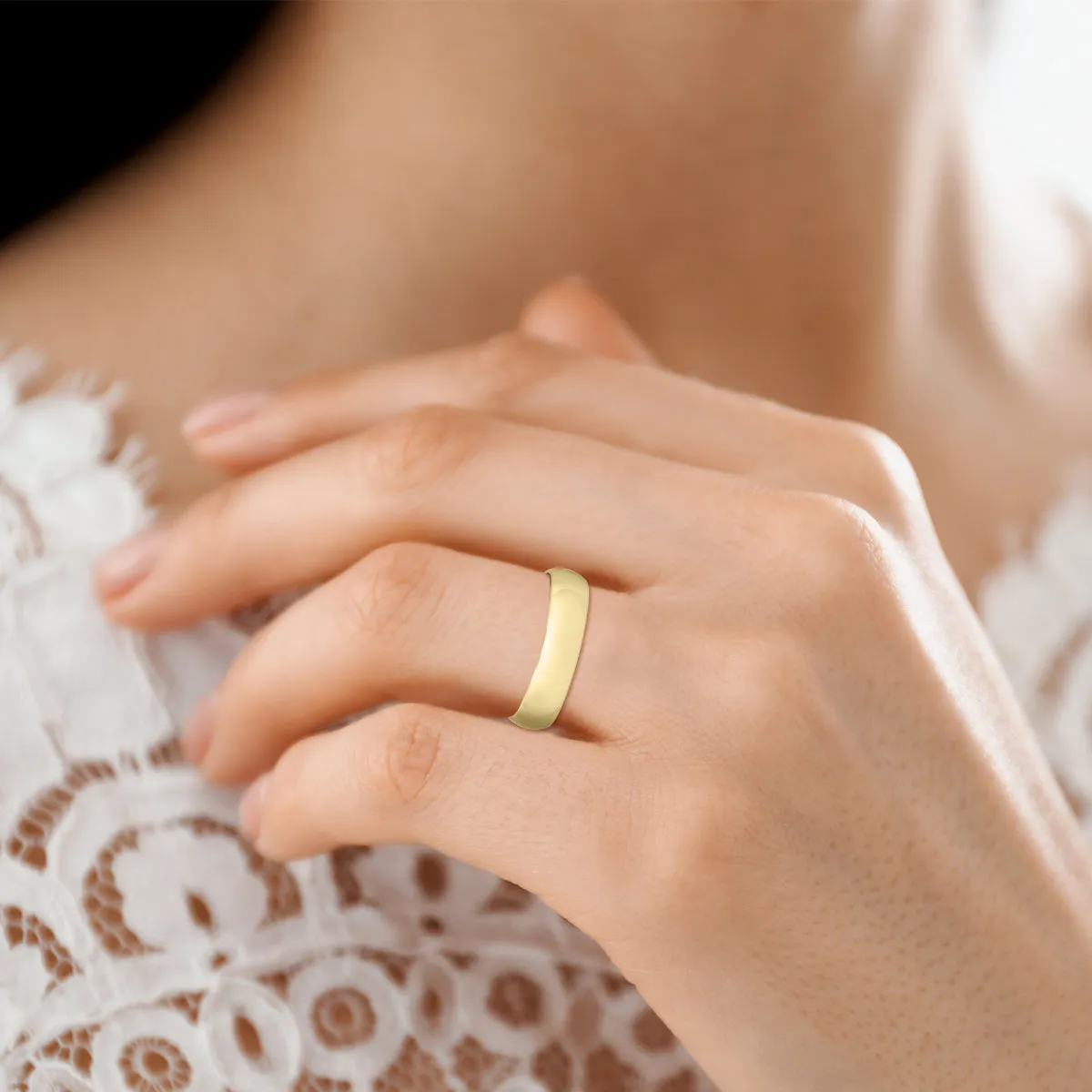 4Mm Domed Wedding Band In 10K Yellow Gold