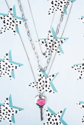 50% OFF! Newcastle Pink Layered Silvertone Necklace