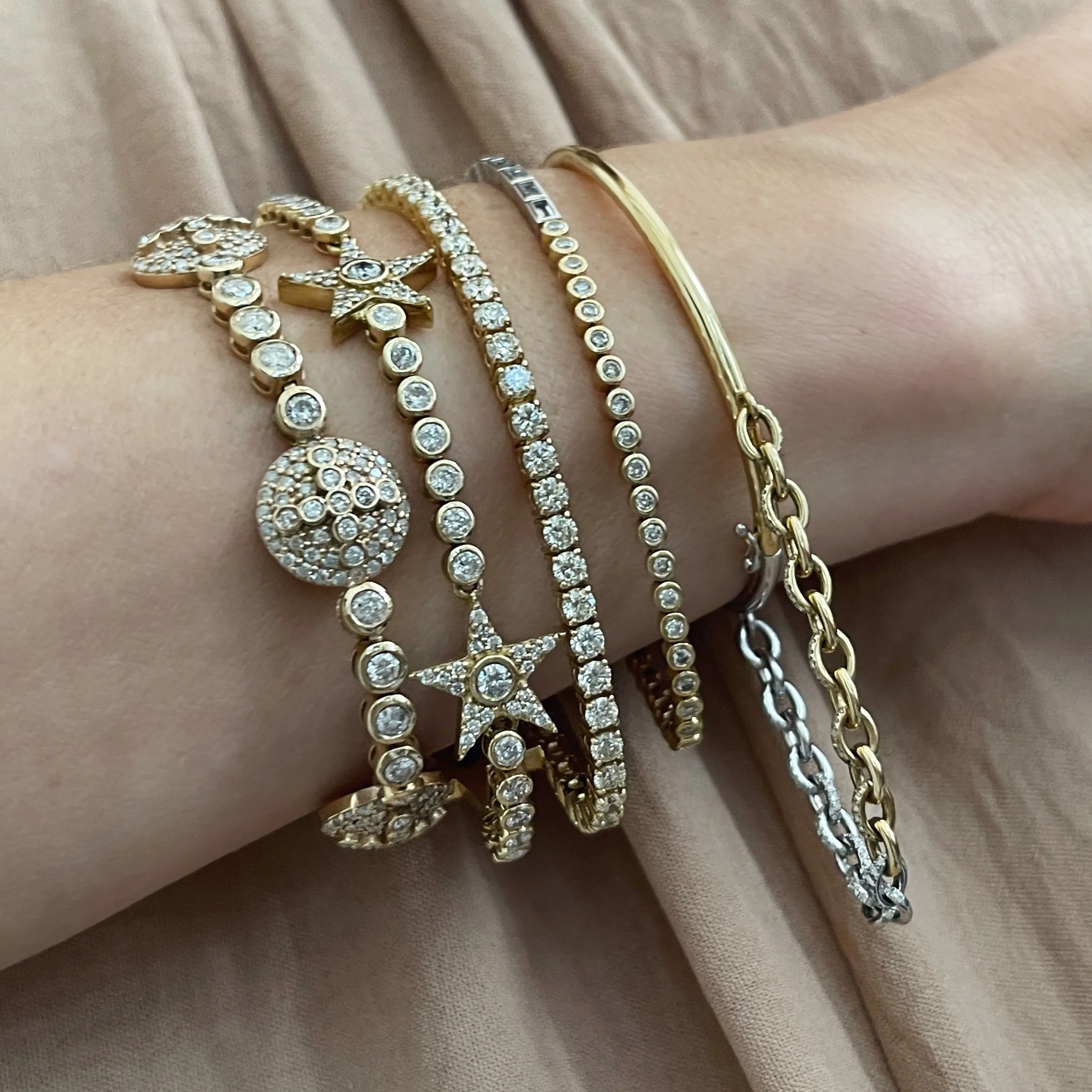 50/50 Round & Baguette Diamond Tennis Bracelet