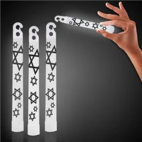 6 Inch White Star of David Glow Sticks - Pack of 25