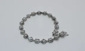 925 Rhodium Cz Square Tennis Bracelet