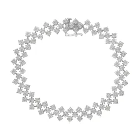 .925 Sterling Silver 1.0 cttw Miracle-Set Round Diamond "Zig Zag" Link Bracelet -7.25