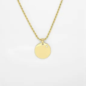 9ct Gold Disc Pendant with Cubic Zirconia