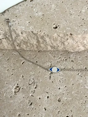 9ct White Gold & Enamel Evil Eye Bracelet